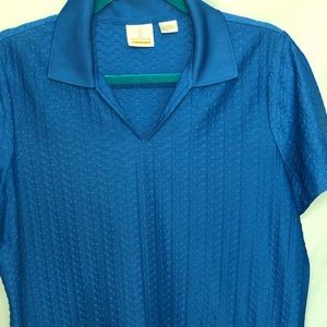 PECK & PECK WOMENS GOLF SHIRT SIZE LARGE BLUE